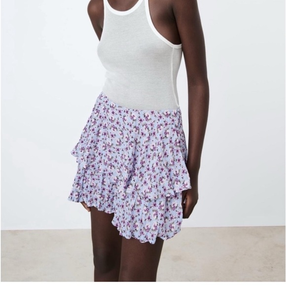 🆕Zara Womens Skort Tiered Ruffled Skirt - Picture 7 of 13